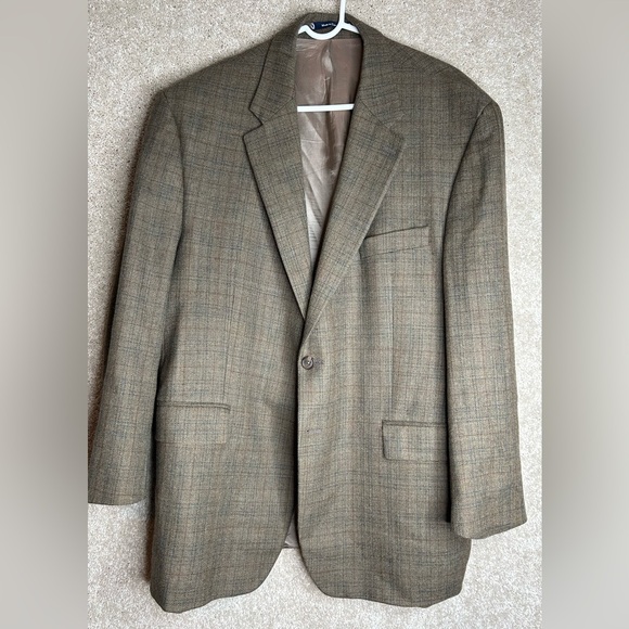 Vtg Ralph Lauren chaps brown wool herringbone tweed sports coat blazer 46R